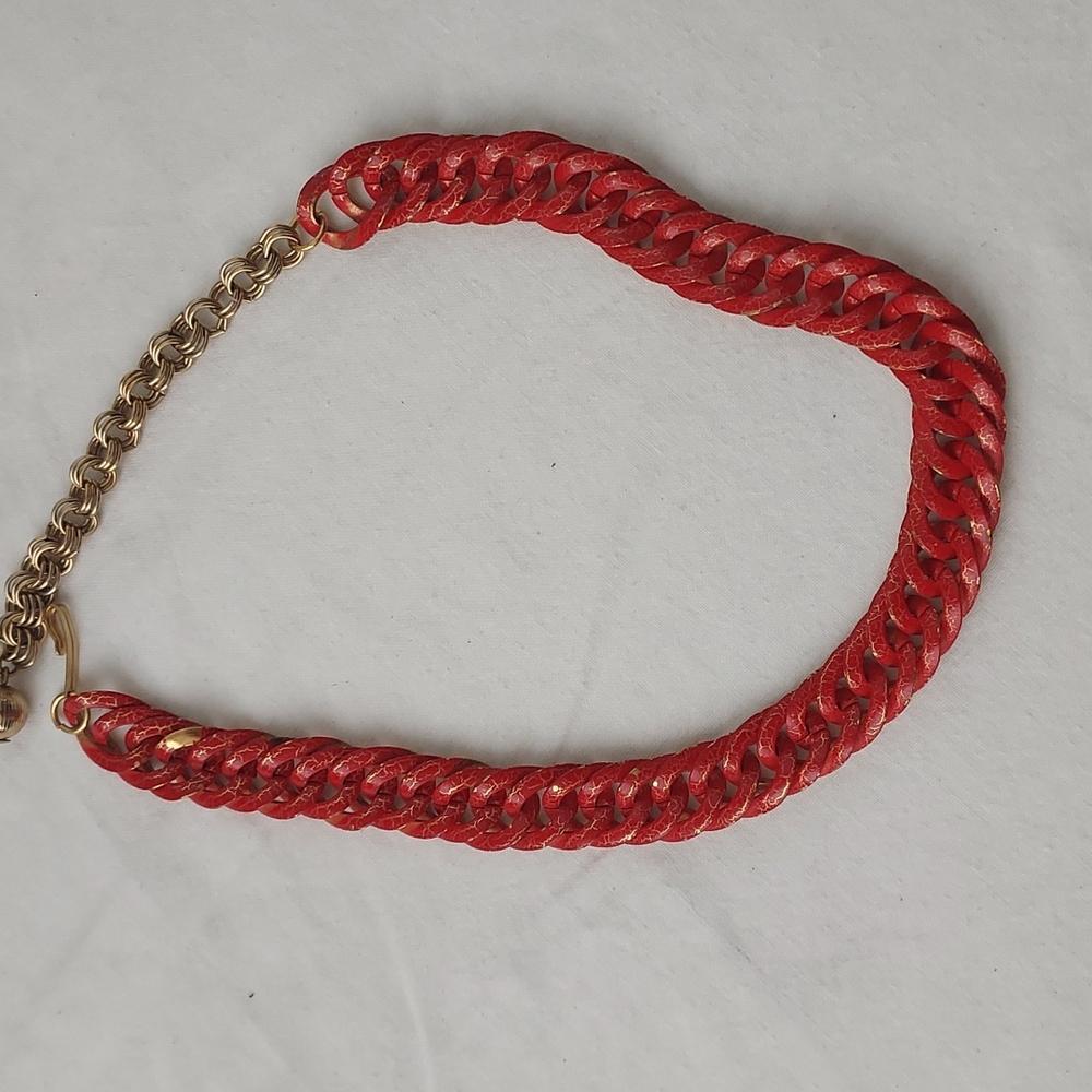 Chunky chain metal choker necklace red gold retro chain necklace unisex - Picture 14 of 16